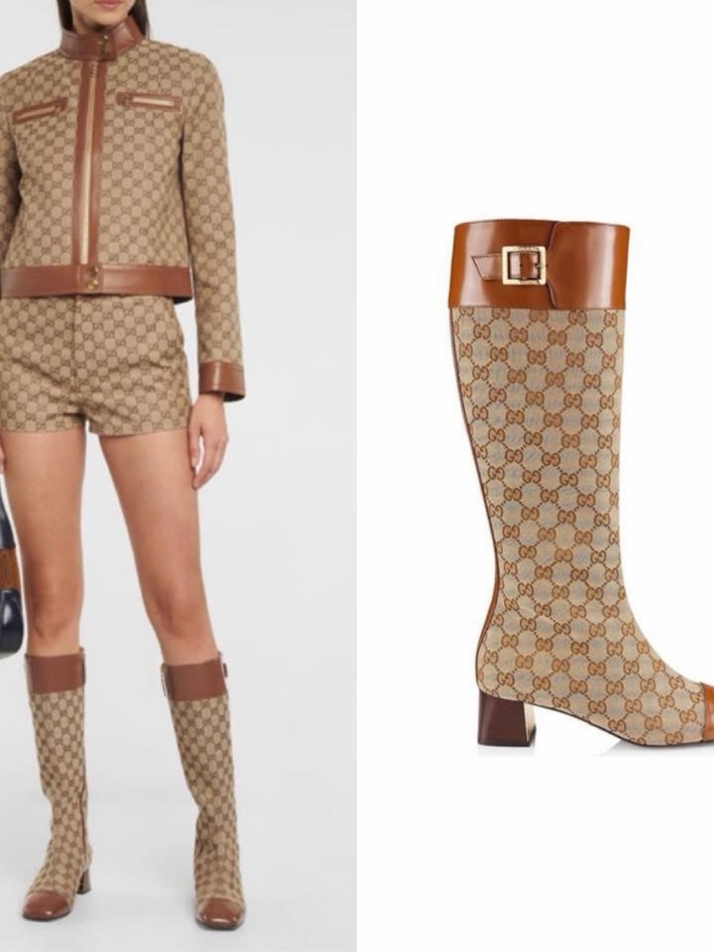 Gucci Ellis GG-Monogram Canvas Knee-High Boots